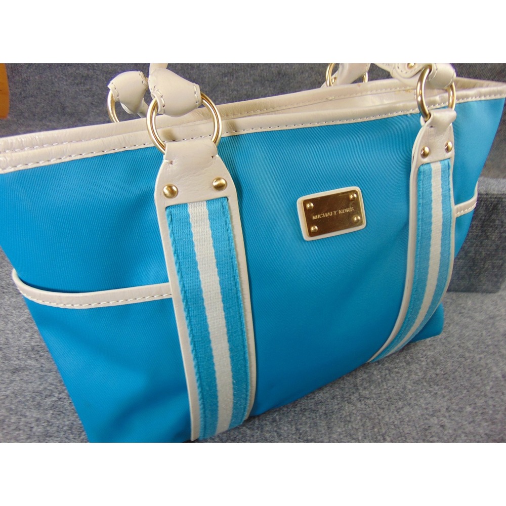 Michael Kors Tote Blue Striped Nautical Coastal Beach Rope Handle 38S4CMAT6R